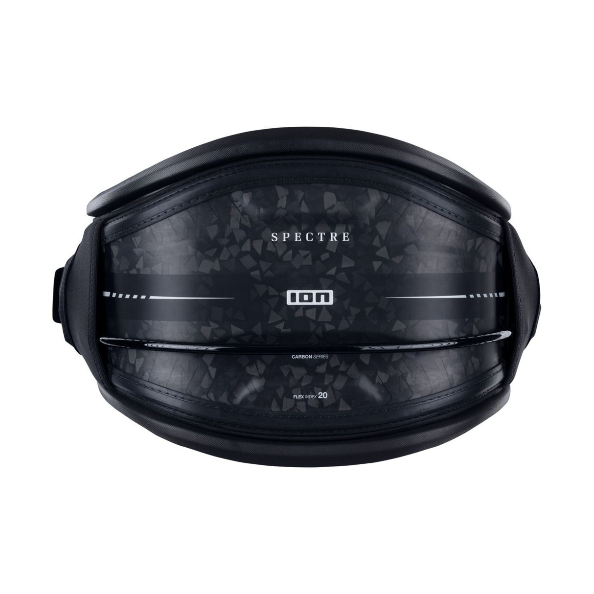 ION Spectre 2026 Trapez Kite Waist Harness schwarz mit gepolsterten Seitentaschen, Frontansicht