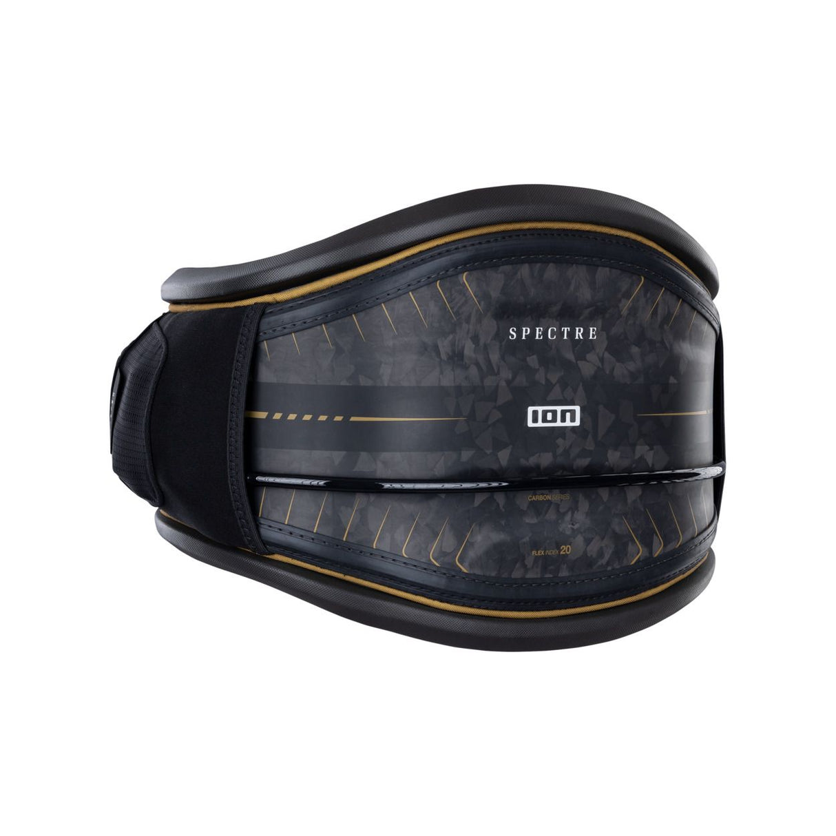 ION Spectre 2026 Trapez Kite Waist Harness schwarz mit goldenen Akzenten Frontansicht