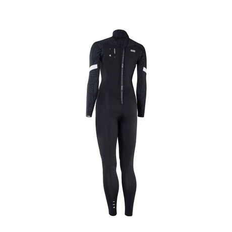 ION Element 4/3 Back Zip Neoprenanzug Damen schwarz mit weißen Ärmelbändern, Frontansicht