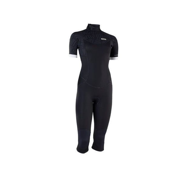 ION Element 3/2 Overknee Neoprenanzug für Damen in Schwarz mit Rückenreißverschluss, Kurzarm, Frontansicht