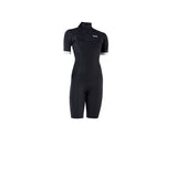 ION Element 2/2 Shorty Back Zip Damen Neoprenanzug in Schwarz, Frontansicht, Kurzarm-Wetsuit mit Rückenreißverschluss