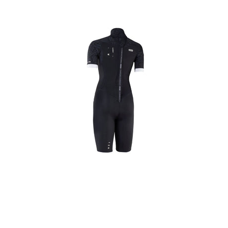 ION Element 2/2 Shorty Back Zip Damen Neoprenanzug Schwarz mit Reißverschluss hinten, Frontalansicht