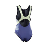 ION Amaze V-Back 1.5 Damen Neoprenanzug, Dunkelblau und Neongelb, V-Rücken-Design, Frontansicht