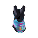 ION Amaze V-Back 1.5 Damen Neoprenanzug schwarz mit buntem Muster, V-Rücken Design, Frontansicht
