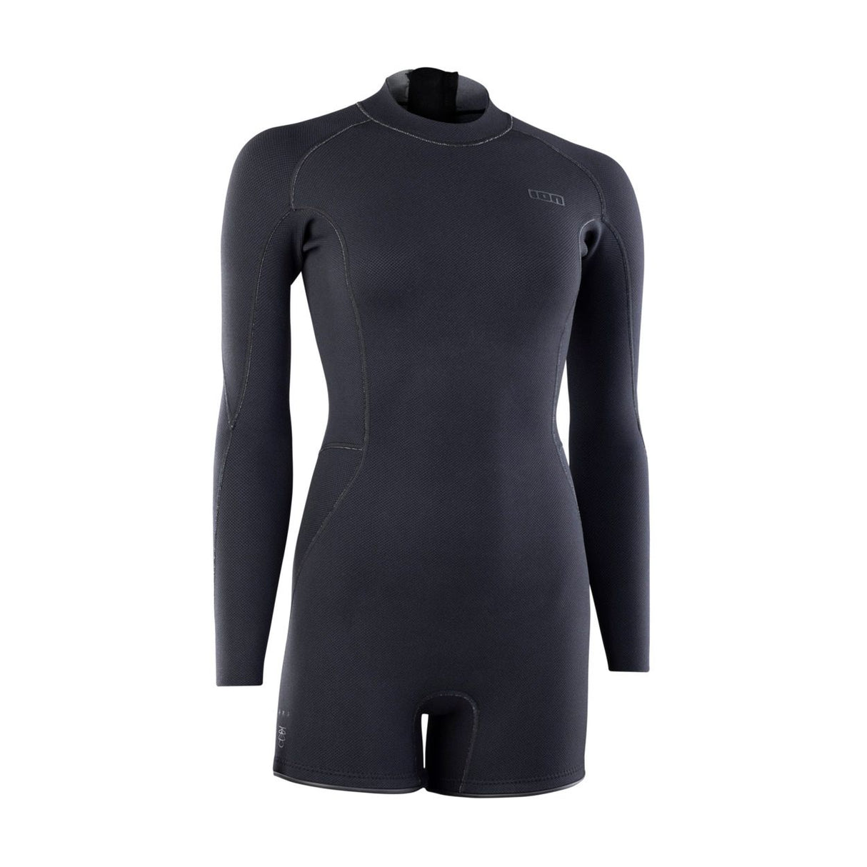 ION Amaze Amp Shorty 2.0 LS Back Zip Damen Neoprenanzug in Schwarz, Frontansicht