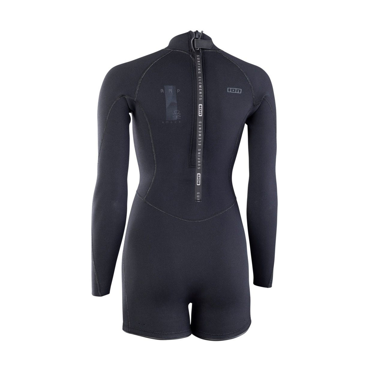 ION Amaze Amp Shorty 2.0 LS Back Zip Women Neoprenanzug schwarz, Rückenreißverschluss, Rückansicht