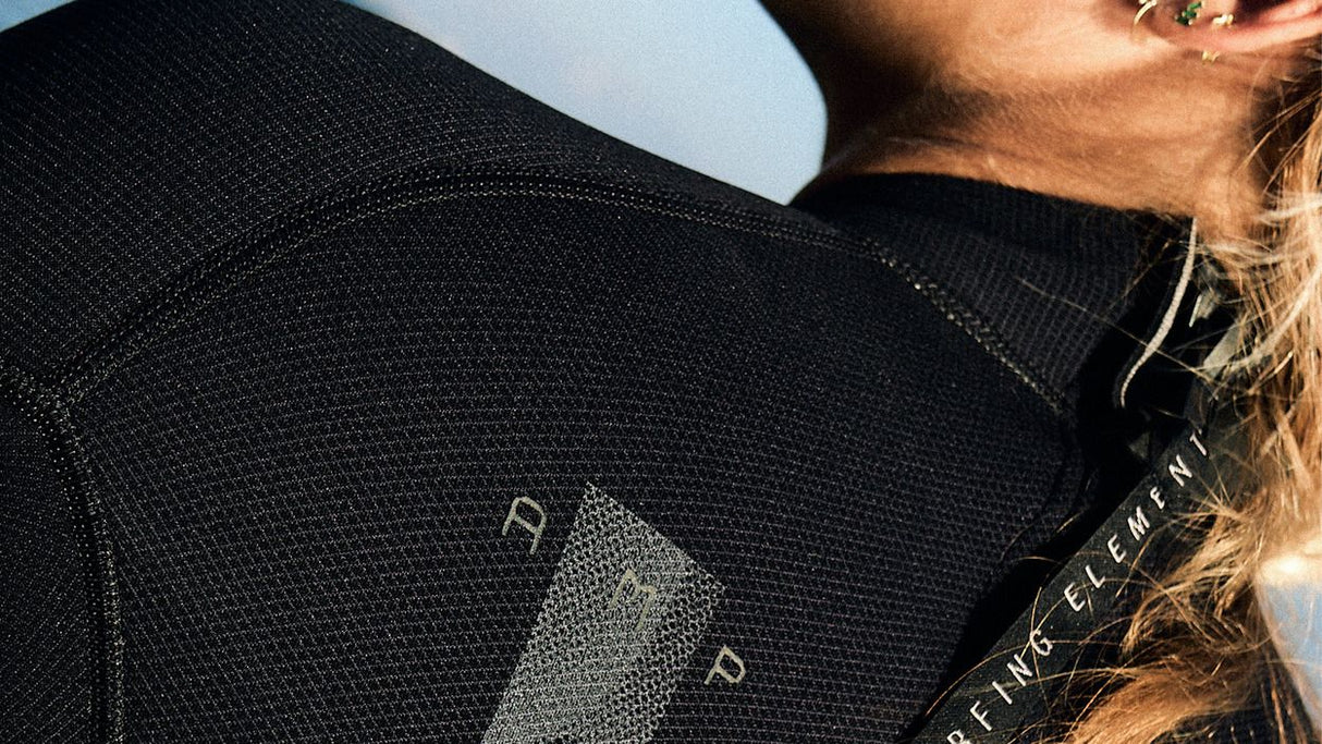 ION Amaze Amp Shorty 2.0 LS Damen Neoprenanzug schwarz mit Rückenreißverschluss, Detailansicht des Materials