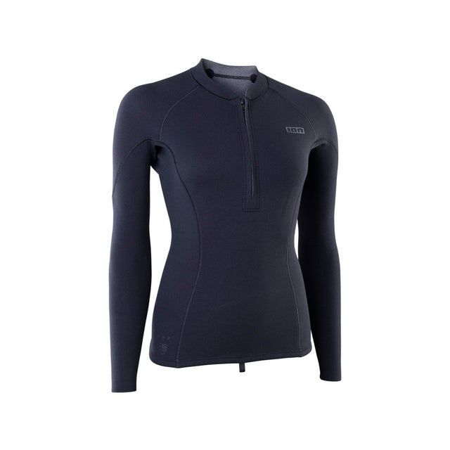 ION Amaze Amp Zip Top 1.5 Damen, Neoprenshirt dunkelblau, Frontalansicht mit Reißverschluss