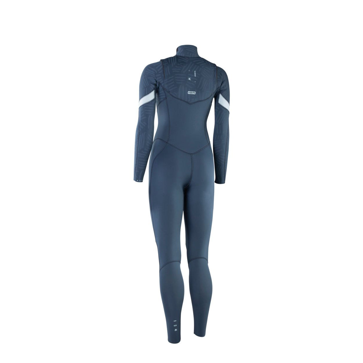 ION Element 4/3 Front Zip Damen Neoprenanzug dunkelblau mit weißen Schulterstreifen, Frontreißverschluss, Frontalansicht
