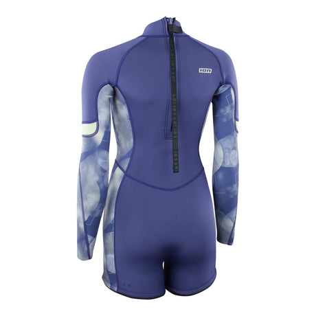 ION Amaze Shorty 2.0 LS Back Zip Women Neoprenanzug in Blau mit Rückenreißverschluss, Rückenansicht