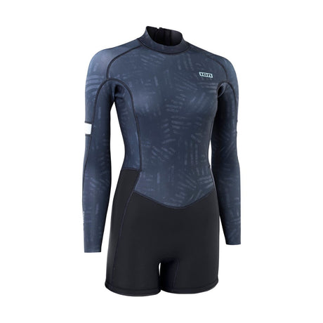 ION Amaze Shorty 2.0 LS Back Zip Women Neoprenanzug in Blau-Schwarz, Frontansicht