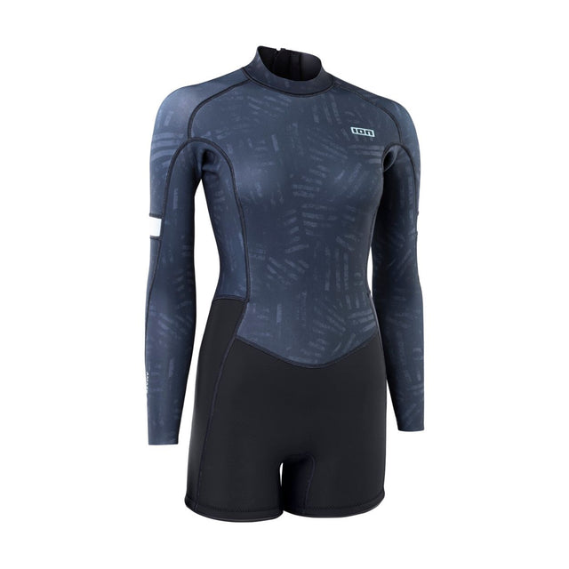 ION Amaze Shorty 2.0 LS Back Zip Women Neoprenanzug in Blau-Schwarz, Frontansicht