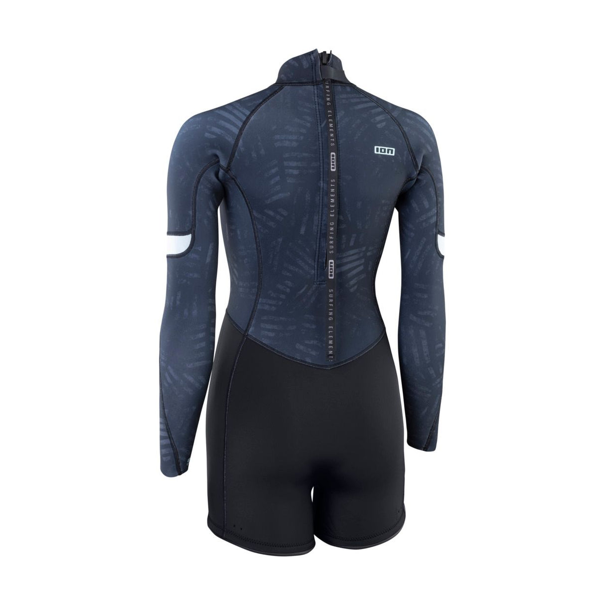 ION Amaze Shorty 2.0 LS Back Zip Women Neoprenanzug in Dunkelblau und Schwarz, Rückenansicht mit Rückenreißverschluss