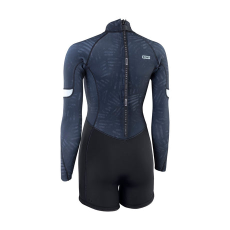 ION Amaze Shorty 2.0 LS Back Zip Women Neoprenanzug in Dunkelblau und Schwarz, Rückenansicht mit Rückenreißverschluss