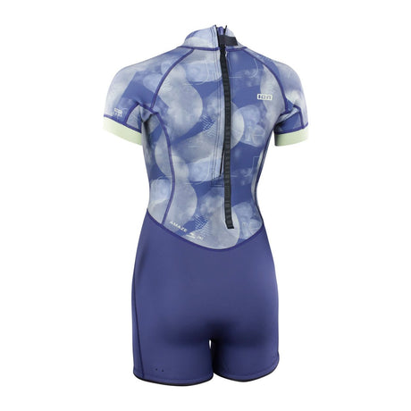 ION Amaze Shorty 2.5 2026 Neoprenanzug in Blau mit geometrischem Muster, Kurzarm, Rückenverschluss, Rückansicht