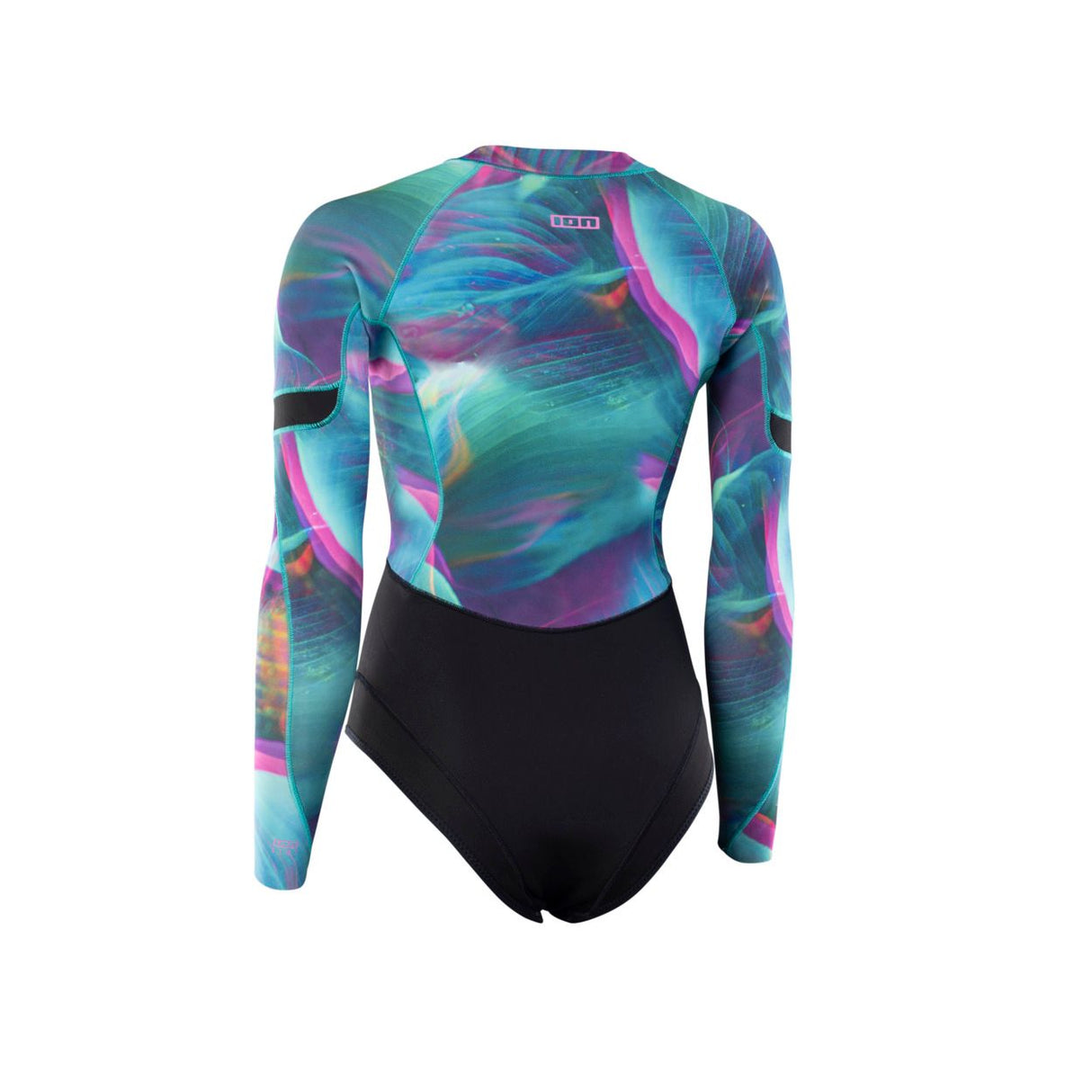ION Amaze Hot Shorty 1.5 LS Damen Neoprenanzug mit buntem Muster, Frontreißverschluss, Frontalansicht