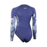 ION Amaze Hot Shorty 1.5 LS Damen Neoprenanzug, marineblau mit Muster, Frontreißverschluss, Rückenansicht