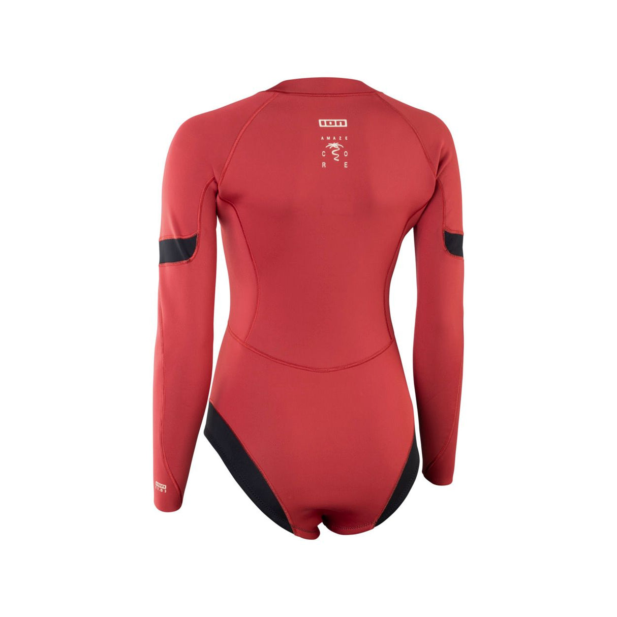 ION Amaze Hot Shorty 1.5 LS Neoprenanzug Damen rot-schwarz Frontverschluss Rückansicht