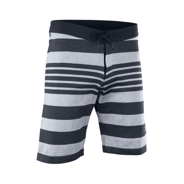ION Surf Shield 2026 Badeshorts mit Blockstreifen in Dunkelblau und Hellgrau, Frontansicht