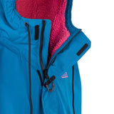 ION Storm Coat unisex 2026, Blau mit Magenta-Fleece-Futter, Reißverschluss und Kordelzug, Detailaufnahme