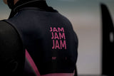 ION Neo Jacket Jam dunkelblau mit rosa Akzenten, Rückansicht mit JAM-Schriftzug