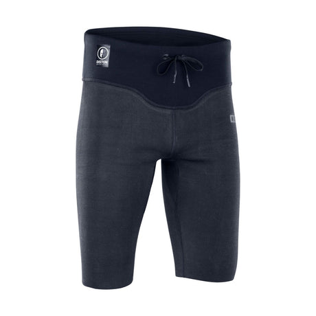 ION Surf Shield Short Tights 2026 in Schwarz-Grau mit Kordelzug, Frontansicht