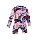 ION Rashguard Toddler LS baby 2026, Langarmanzug in Rosa-Lila mit abstraktem Muster und Reißverschluss, Frontansicht