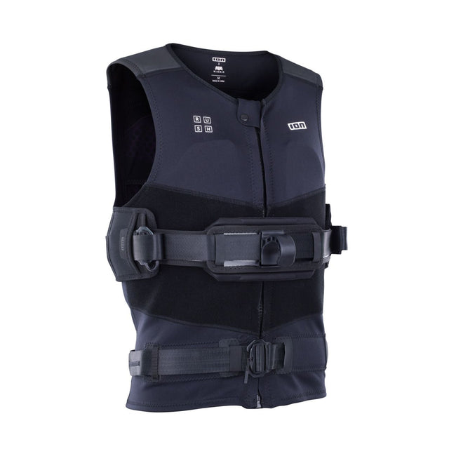 ION Rush Wing Vest 2026 Wakeboard Weste in Dunkelblau mit Reißverschluss und Sicherheitsgurten, Frontansicht