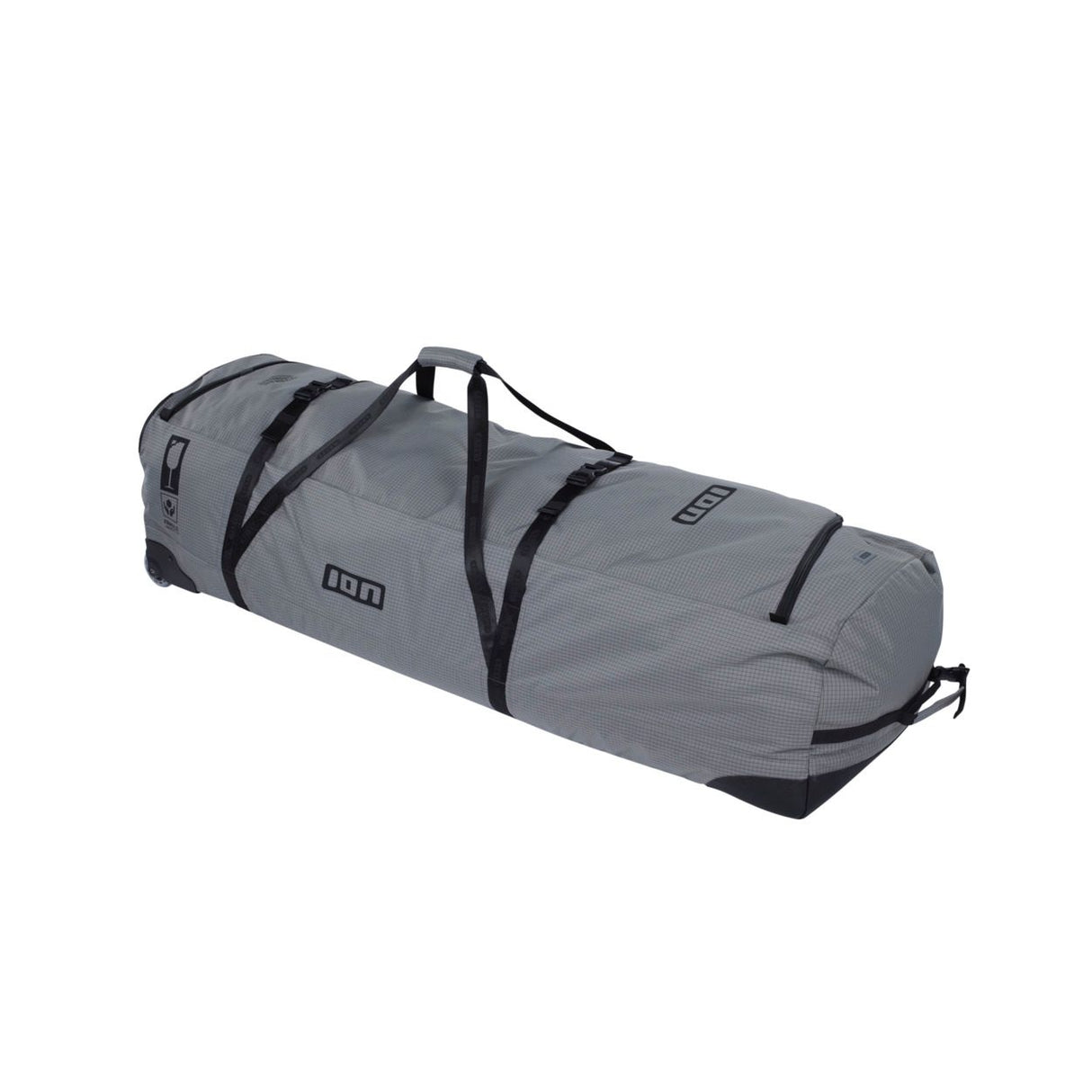 ION Kite Gearbag Core 2026 grau, Transporttasche mit schwarzen Griffen und Kompressionsriemen, Seitenansicht