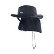 ION Beach Hat 2026 schwarz mit Nackenschutz und Kinnriemen, Frontansicht