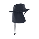 ION Beach Hat 2026 schwarzer Strandhut mit abnehmbarem Nackenschutz und Kinnband, Frontansicht