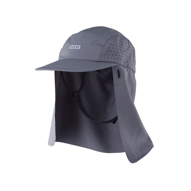 ION Surf Cap Pro 2026 Kappe grau mit abnehmbarem Nackenschutz und Belüftungslöchern, Frontansicht