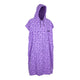ION Surf Poncho Select Reefside 2024 in Lila mit Muster, Kapuze und kurzen Ärmeln, Frontalansicht