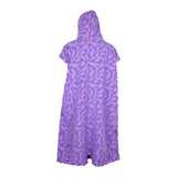 ION Surf Poncho Select Reefside 2024 in Violett mit Muster, Kapuze und Kurzärmeln, Rückansicht