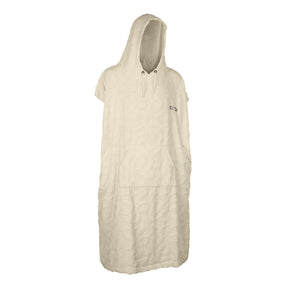 ION Surf Poncho Select Reefside 2024 in Creme, Baumwolle, mit Kapuze und Kurzärmeln, Vorderansicht