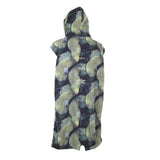 ION Surf Poncho Element 2026 in Schwarz mit gelbem Muster, Kapuze, Rückenansicht
