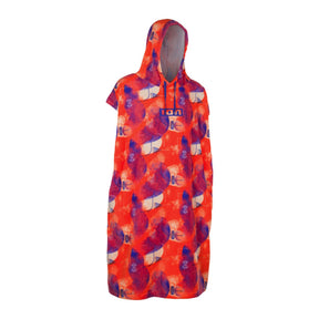 ION Poncho Core Lumen 2026 rot mit grafischem Muster, Kapuze, Frontalansicht