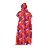 ION Poncho Core Lumen 2026 rot mit farbigem Muster, Kapuze, Frontalansicht