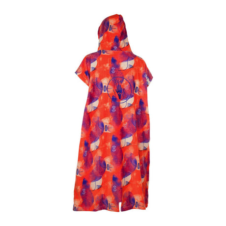 ION Poncho Core Lumen 2026 rot mit farbigem Muster, Kapuze, Frontalansicht