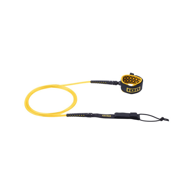 ION Surf Leash Core Ankle 2026 gelb schwarz mit Fußmanschette und Verbindungsleine Draufsicht