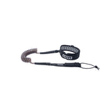 ION Wing Board Leash Core Coiled Knee 2026, schwarz, Spiralkabel mit Neopren-Manschette und Sicherheitsschlaufe