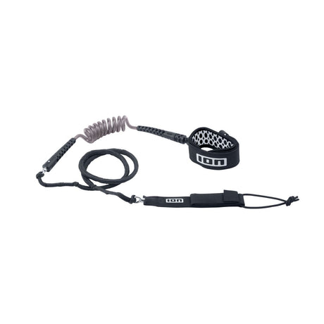 ION Wing Board Leash Core Hybrid Ankle 2026, schwarz, Hybrid-Material mit Spiralwicklung und Fußmanschette, Produktübersicht