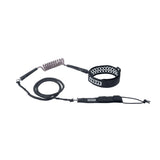 ION Wing Board Leash Core Hybrid Knee 2026, schwarz, Neopren-Hybrid mit Spiralwicklung und Knöchelmanschette, Frontansicht