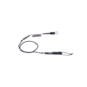 ION Wing Board Leash Core Hybrid mit Karabiner, schwarze Neopren-Leine mit Spiralwicklung und Befestigungssystem