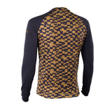 ION Rashguard Maze 2026 Langarmshirt mit Schachbrett-Muster in Navy und Gold, Rückansicht