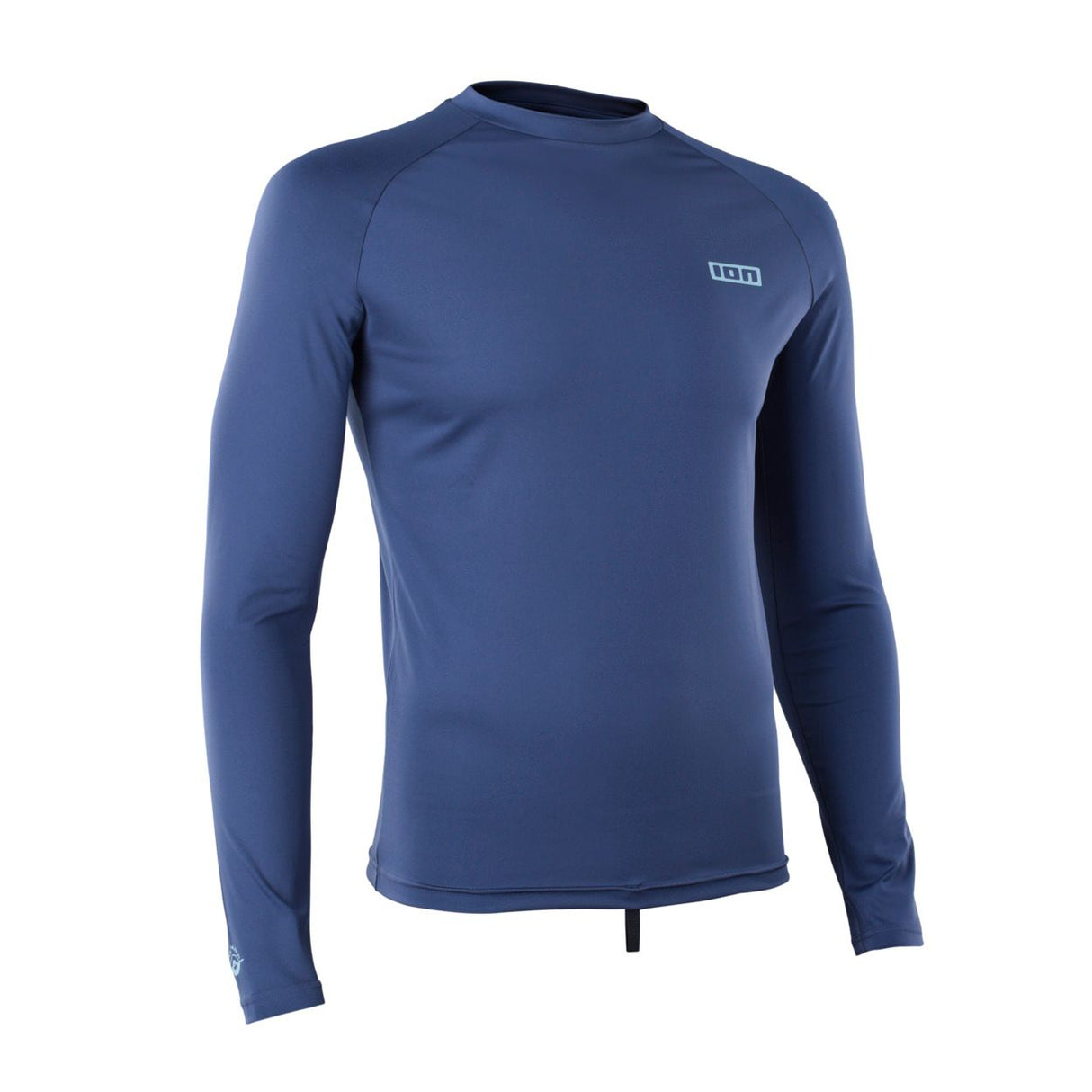 ION Rashguard LS 2026 Langarm-Shirt in Blau, Frontalansicht, funktionales Neopren-Material für Wassersport