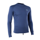 ION Rashguard LS 2026 Langarm-Shirt in Blau, Frontalansicht, funktionales Neopren-Material für Wassersport