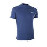 ION Rashguard SS 2024 Kurzarm-Shirt in Blau, Frontansicht, Funktionsmaterial mit ION-Logo
