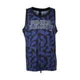 ION Basketball Shirt 2026 blau-schwarz gemustert, ärmelloses Sportshirt mit grafischem Print, Frontansicht