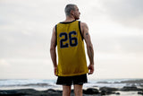 ION Basketball Shirt 2026 in Gelb mit dunkelblauer Nummer 26, Rückansicht, Herrenmodell
